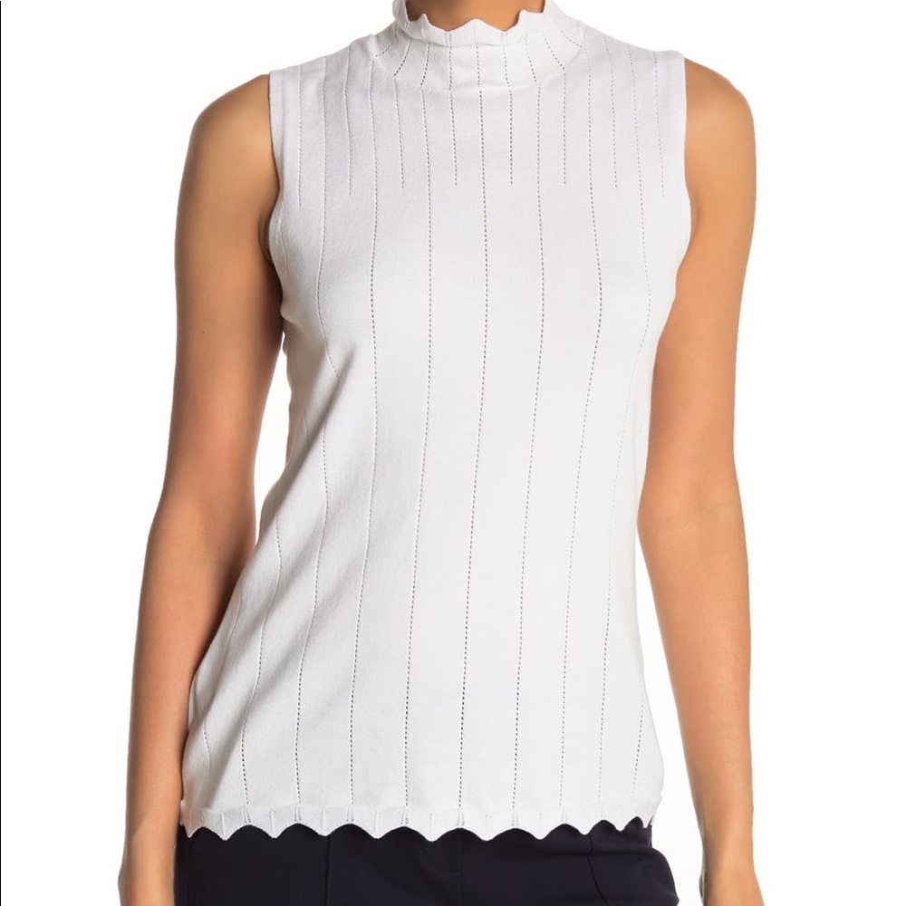 NWT Devotion by Cyrus Pointelle Scallop Tank White